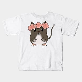 Cute brown gerbil with a flower crown Kids T-Shirt